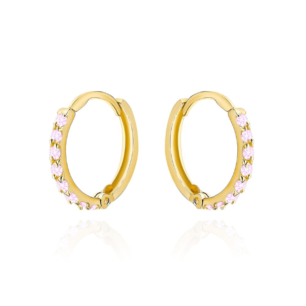 Cercei Creole Aur 14k cu Zirconii Roz (Greutate: 1.27)