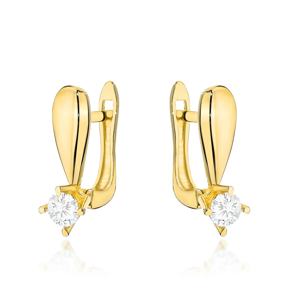 Cercei de aur cu zircon central (Greutate: 1.86)