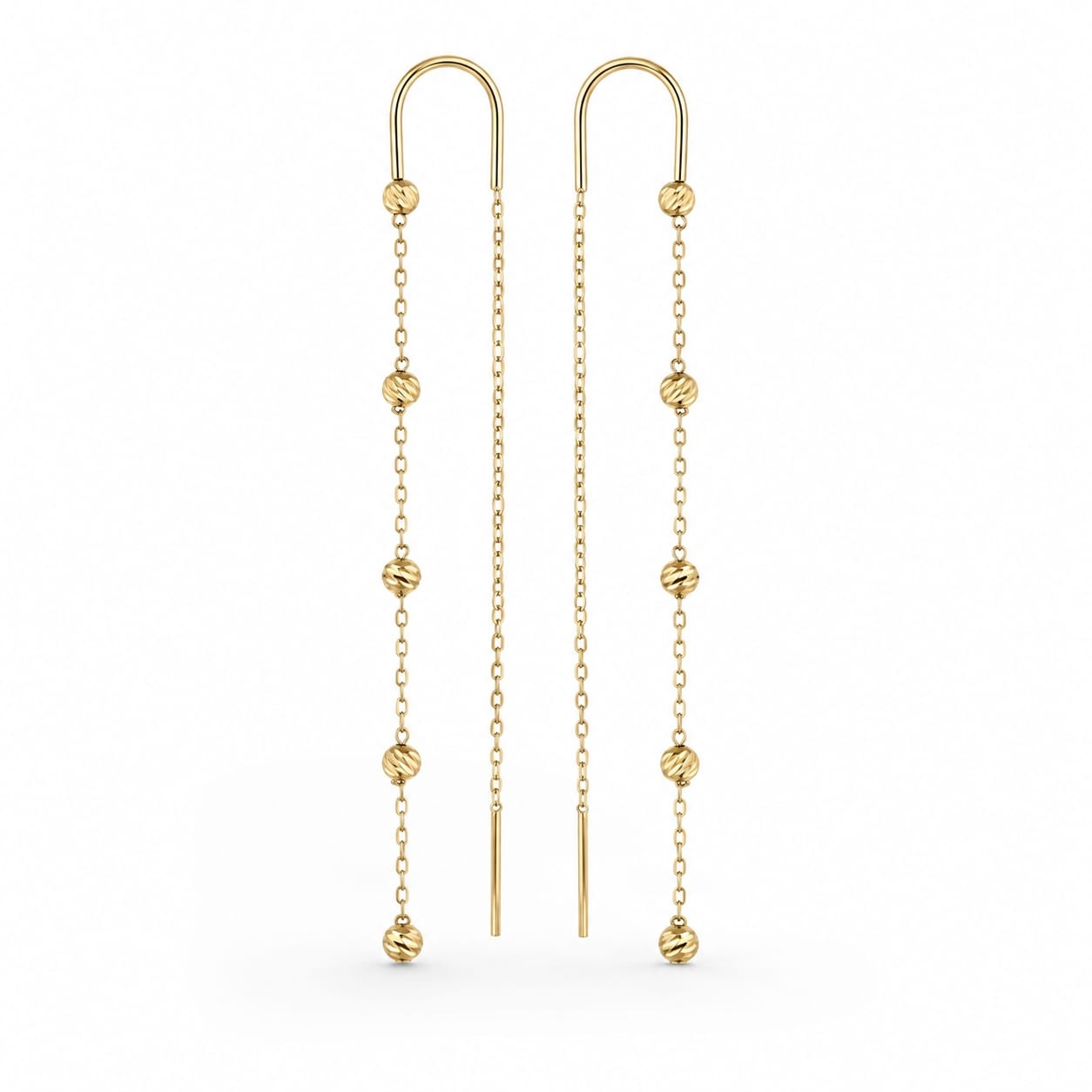 Cercei Golden Beads cu lănțișor din AUR 14K