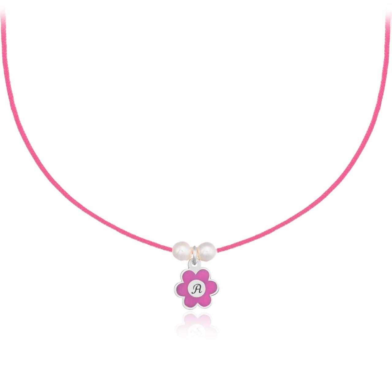 Choker pentru copii - Pink Letter din Argint 925