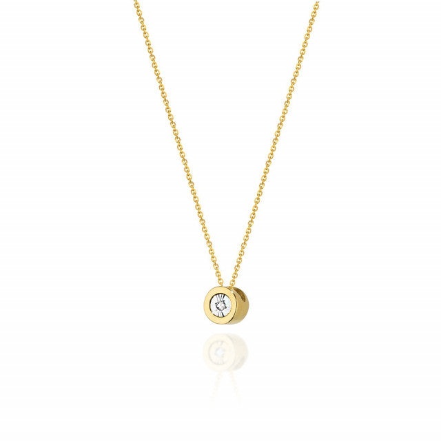 Colier Aur 14K cu Diamant Natural 0.01 ct (Varianta: Galben)