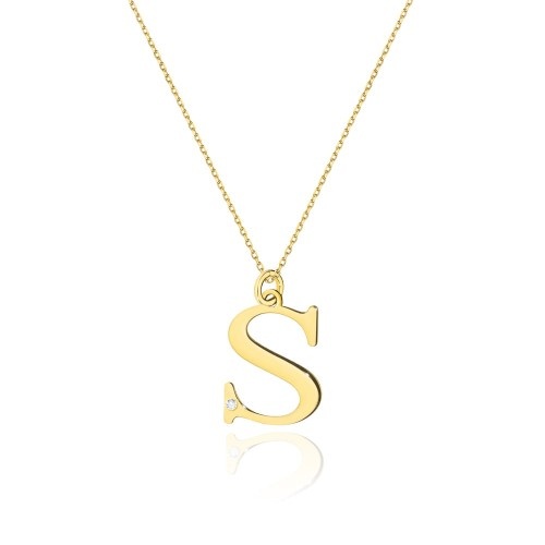 Colier Aur 14K cu Diamant Natural 0.01 ct (Varianta: Galben)