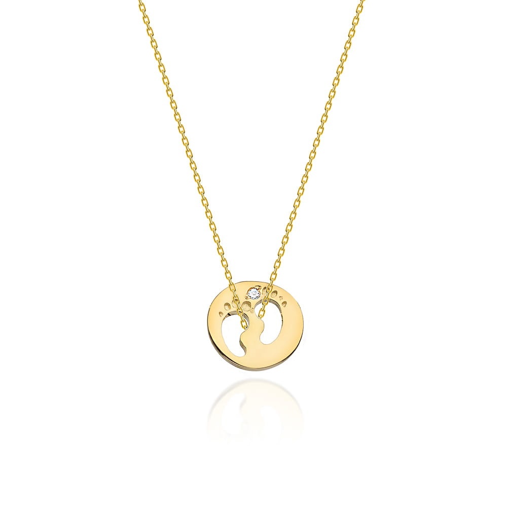 Colier Aur 14K cu Diamant Natural 0.01 ct (Varianta: Galben)