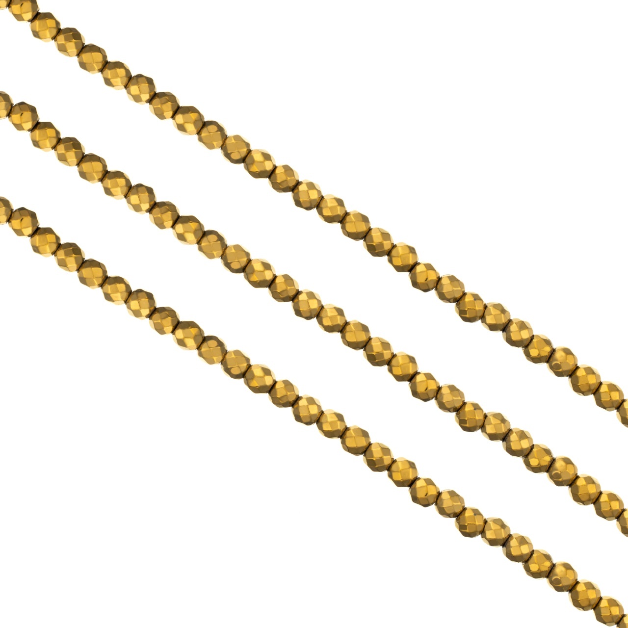 Hematite rotunde fatetate - water plated gold - 4mm - sirag aprox 105 buc
