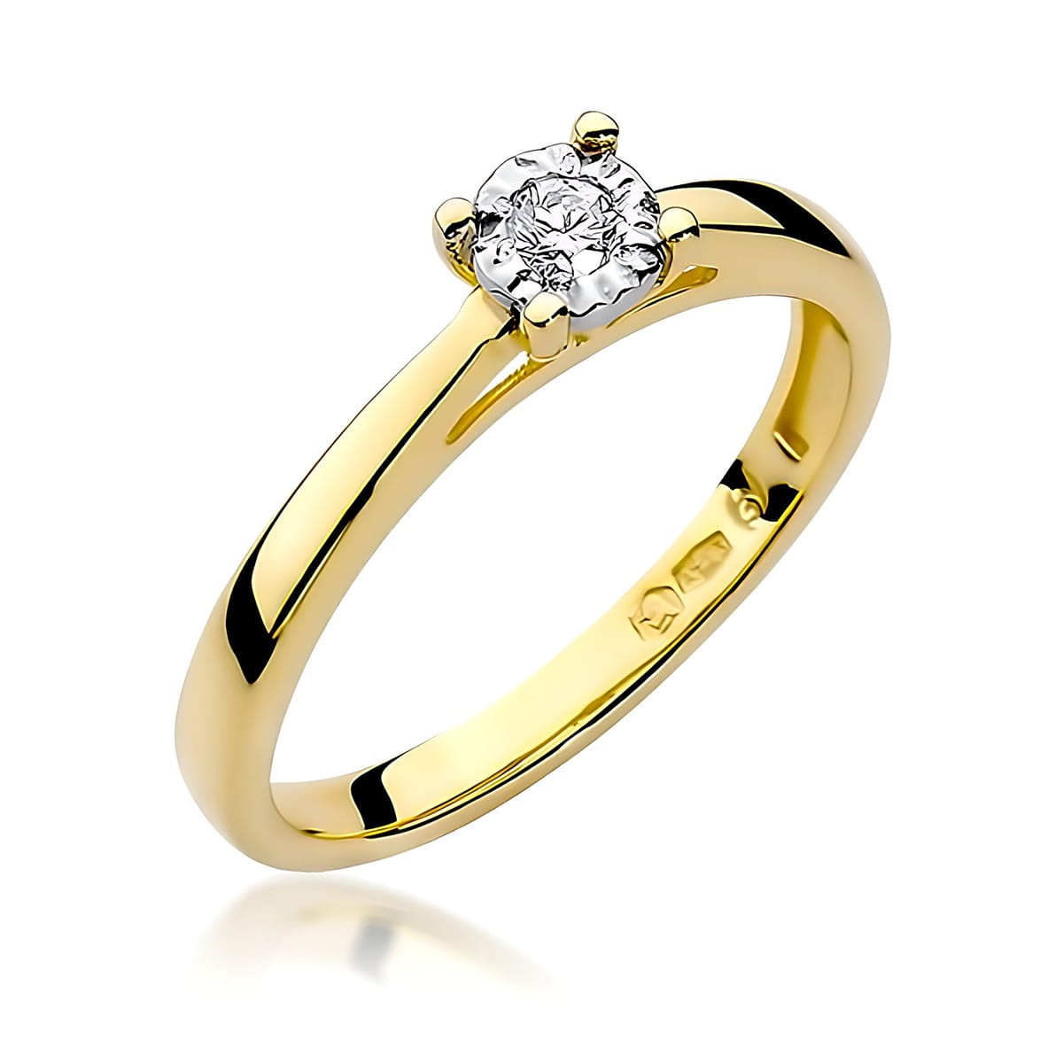 Inel Aur 14K cu Diamant de Laborator 0.08 ct (Varianta: Galben)