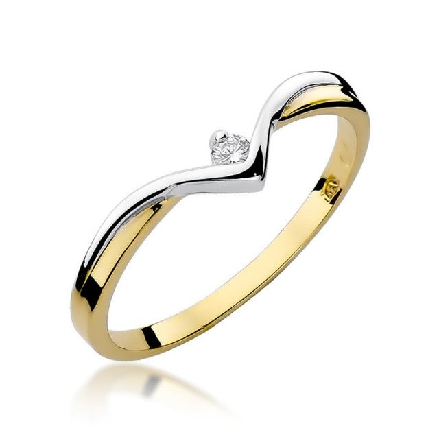 Inel Aur 14K cu Diamant Natural 0.04 ct (Varianta: Galben)