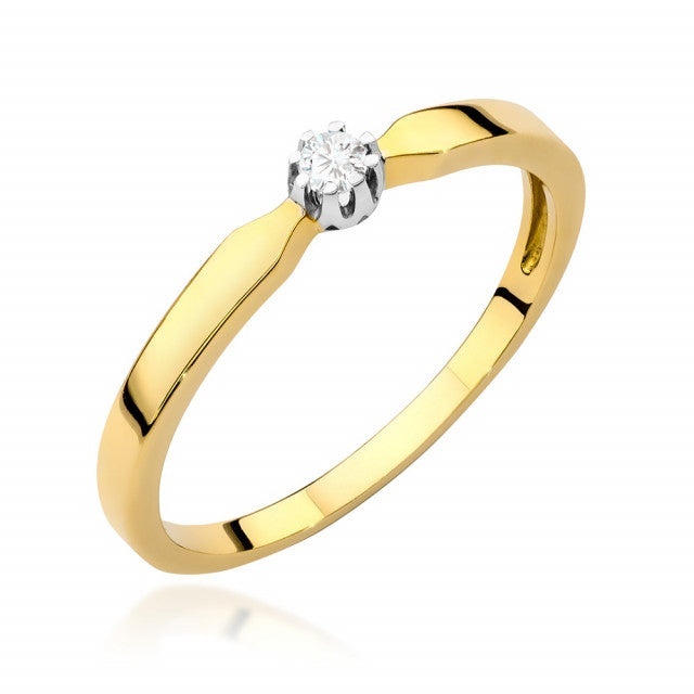 Inel Aur 14K cu Diamant Natural 0.04 ct (Varianta: Galben)
