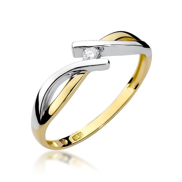 Inel Aur 14K cu Diamant Natural 0.04 ct (Varianta: Galben)