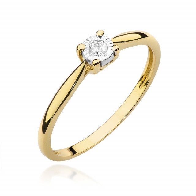 Inel Aur 14K cu Diamant Natural 0.08 ct (Varianta: Galben)
