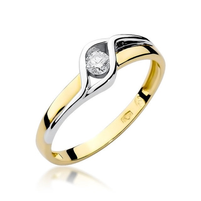 Inel Aur 14K cu Diamant Natural 0.10 ct (Varianta: Galben)