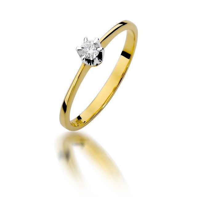 Inel Aur 14K cu Diamant Natural 0.10 ct (Varianta: Galben)