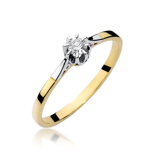 Inel Aur 14K cu Diamant Natural 0.10 ct (Varianta: Galben)