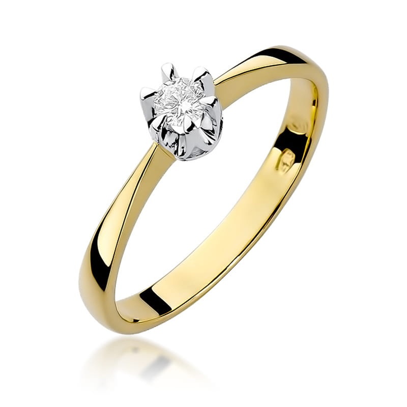 Inel Aur 14K cu Diamant Natural 0.20 ct (Varianta: Galben)