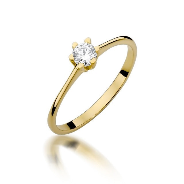 Inel Aur 14K cu Diamant Natural 0.23 ct (Varianta: Galben)