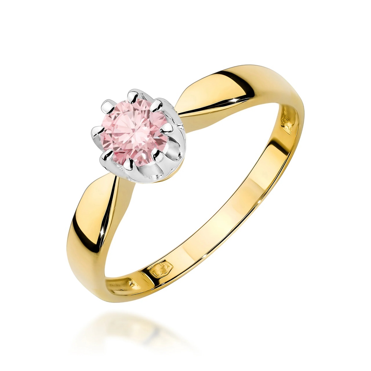 Inel Aur 14K cu Diamant Roz de Laborator 0.50 ct (Varianta: Galben)