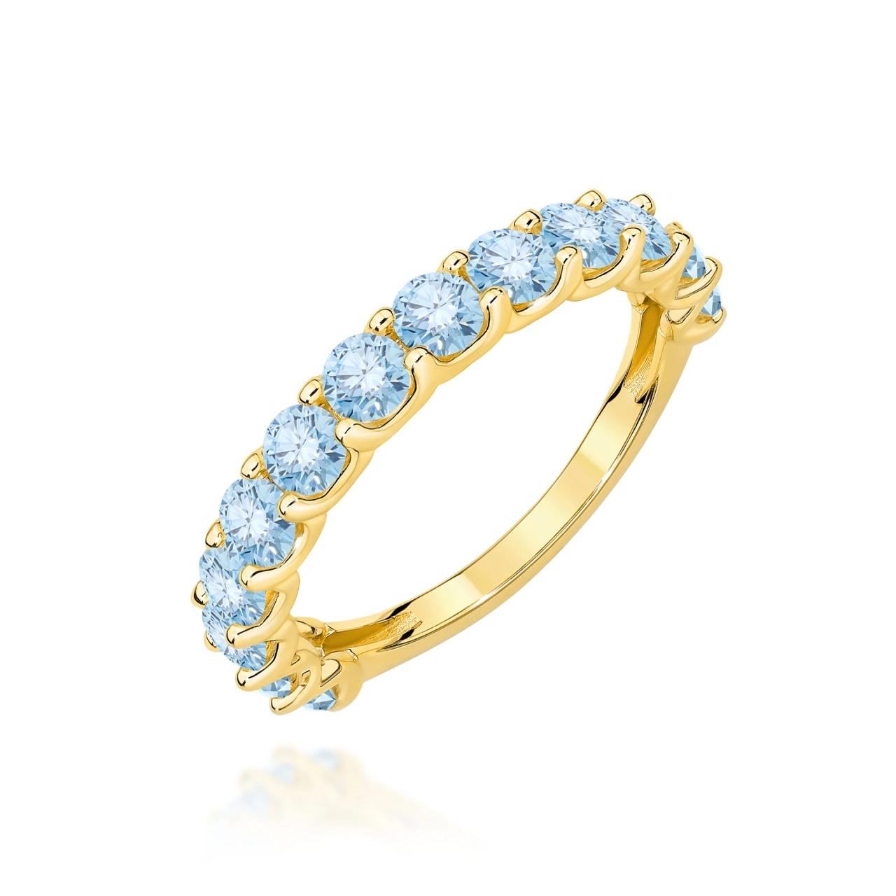 Inel Aur 14K cu Diamante Albastre de Laborator 1.30 ct (Varianta: Galben)