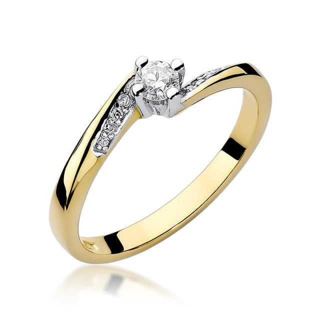Inel Aur 14K cu Diamante Naturale 0.19 ct (Varianta: Galben)