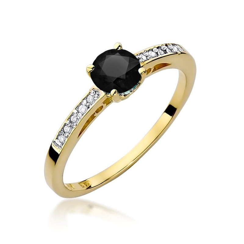 Inel Aur 14K cu Diamante Naturale Albe si Negre 0.55 ct (Varianta: Galben)