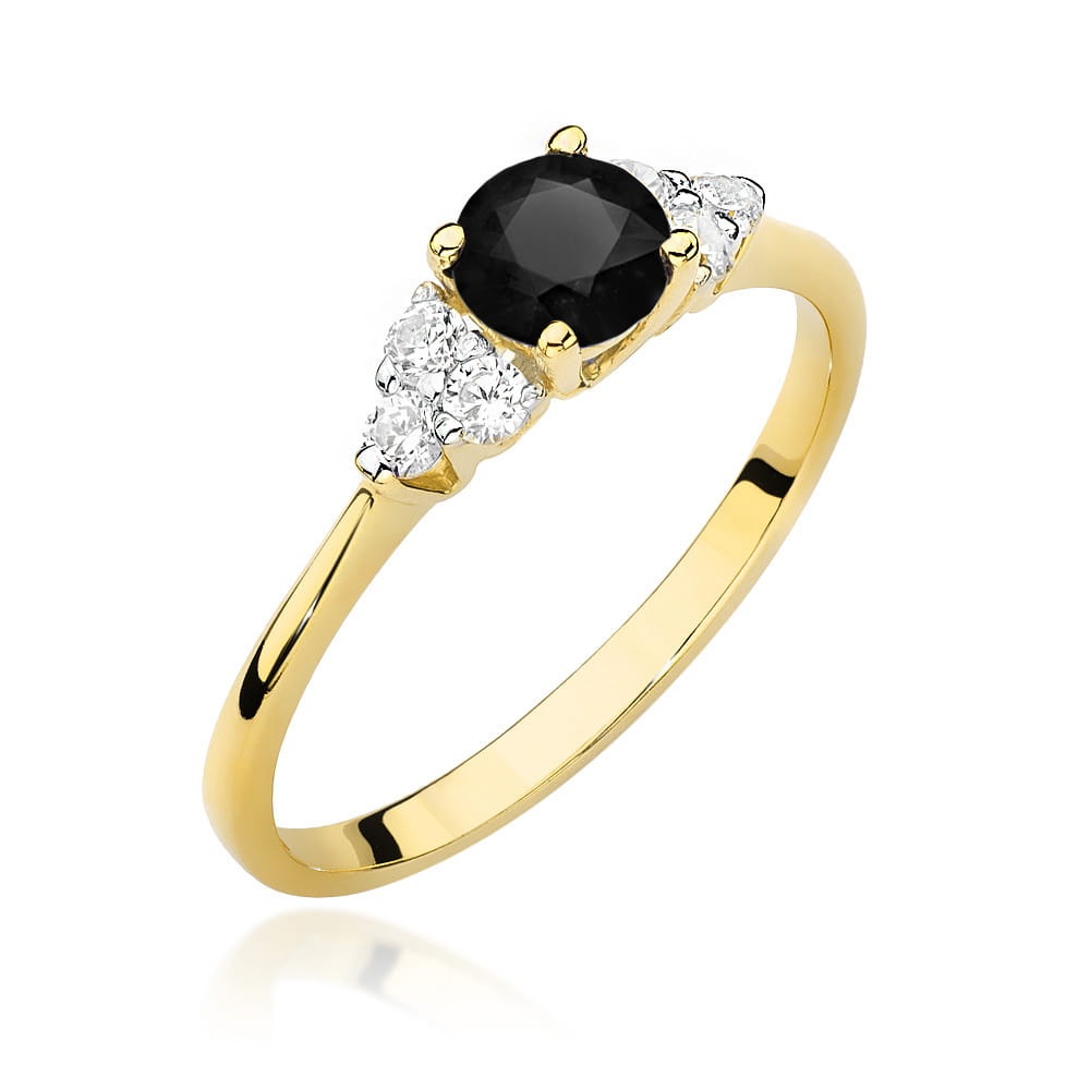 Inel Aur 14K cu Diamante Naturale Albe si Negre 0.68 ct (Varianta: Galben)