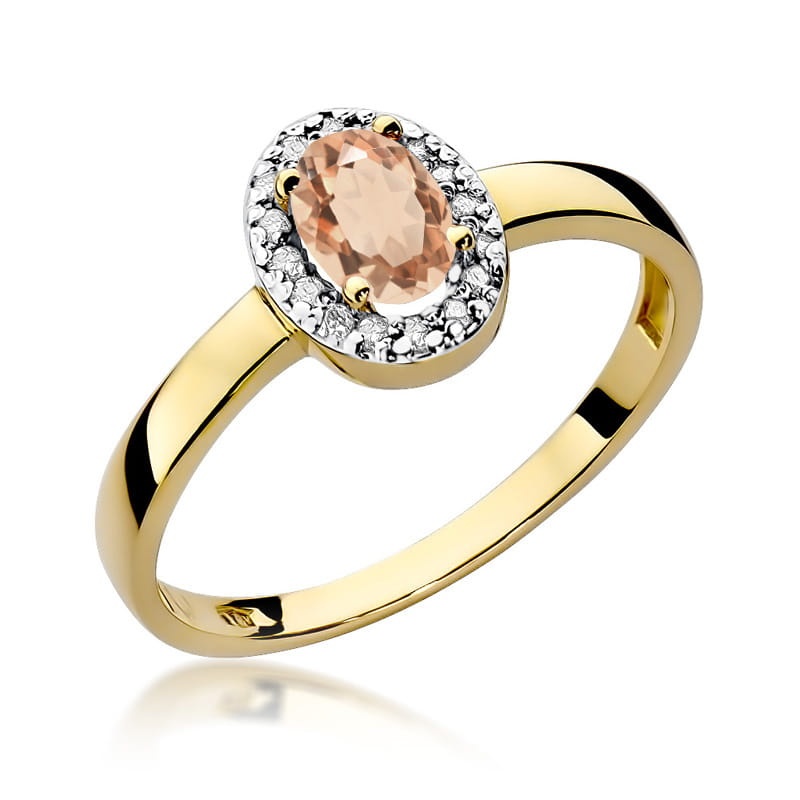 Inel Aur 14K cu Morganit 0.40 ct si Diamante Naturale 0.08 ct (Varianta: Galben)