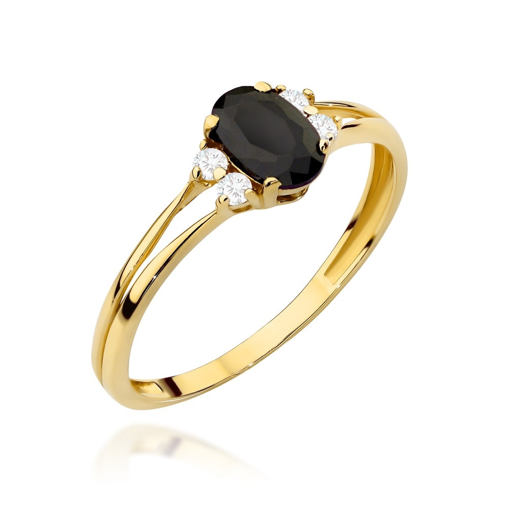 Inel Aur 14K cu Piatră Neagră și Zirconii - Eleganță Atemporală (Greutate: 1.12, Măsură: 19)