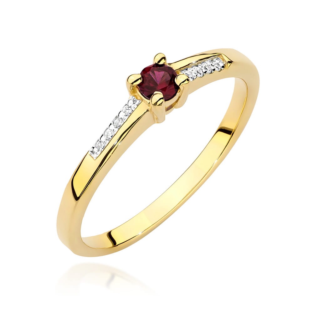 Inel Aur 14K cu Rubin 0.15 ct si Diamante Naturale 0.04 ct (Varianta: Galben)