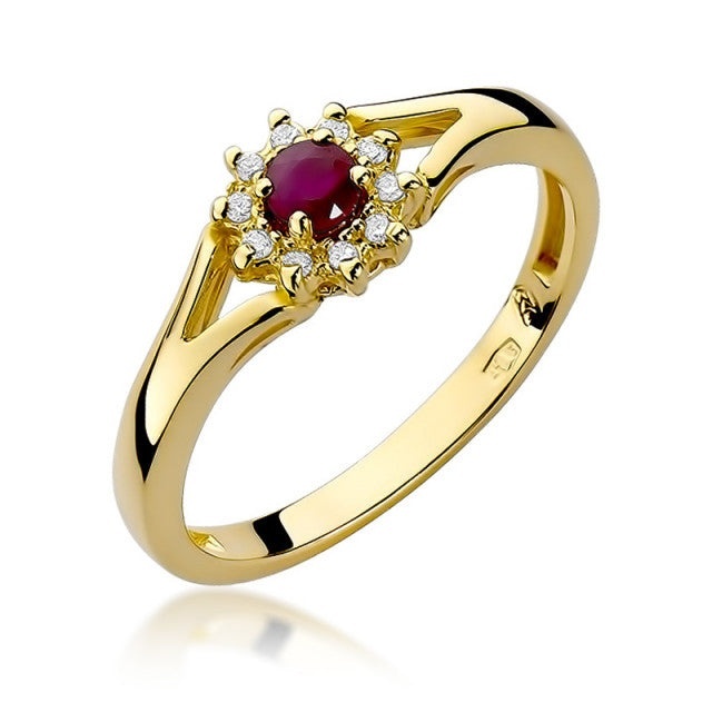 Inel Aur 14K cu Rubin 0.15 ct si Diamante Naturale 0.09 ct (Varianta: Galben)