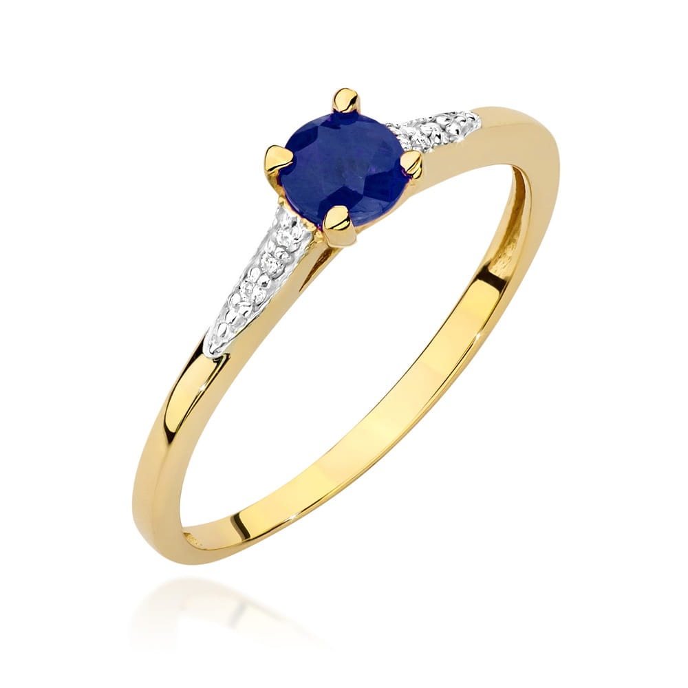 Inel Aur 14K cu Safir 0.30 ct si Diamante Naturale 0.03 ct (Varianta: Galben)