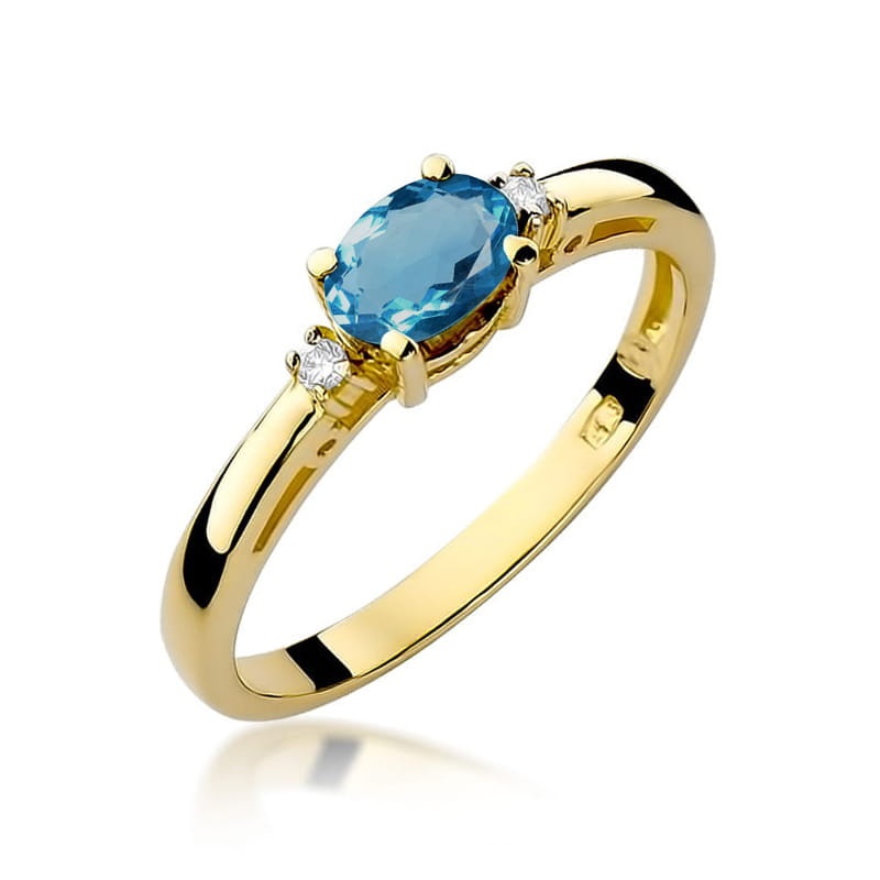 Inel Aur 14K cu Topaz London Blue 0.50 ct si Diamante Naturale 0.03 ct (Varianta: Galben)