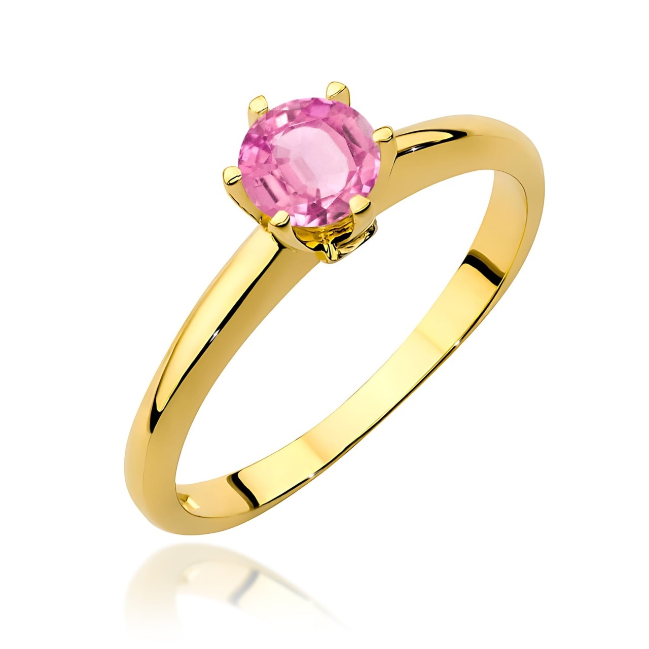 Inel Aur 14K cu Topaz Roz 0.60 ct si Diamante Naturale 0.04 ct (Varianta: Galben)