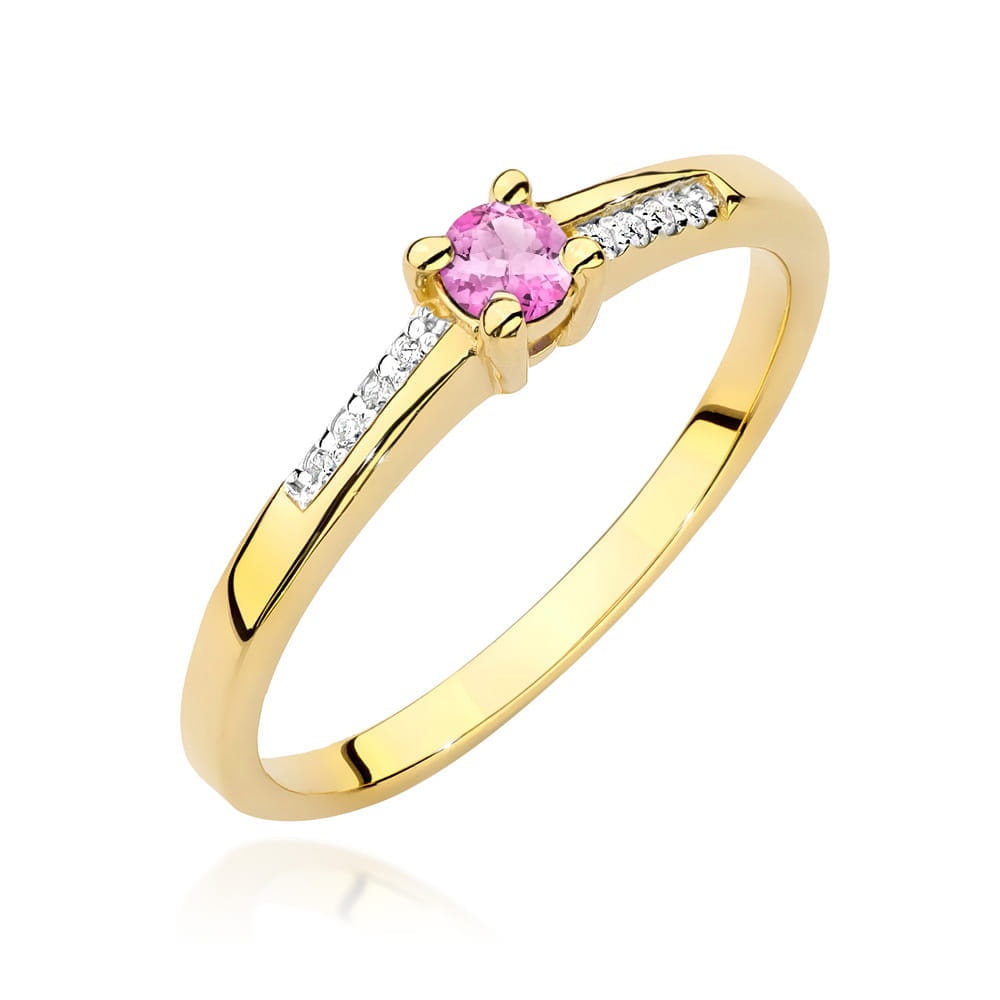 Inel Aur 14K cu Topaz Swiss 0.15 ct si Diamante Naturale 0.04 ct (Varianta: Galben)