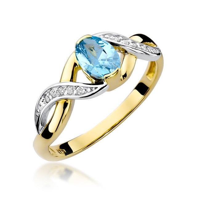 Inel Aur 14K cu Topaz Swiss 0.50 ct si Diamante Naturale 0.05 ct (Varianta: Galben)