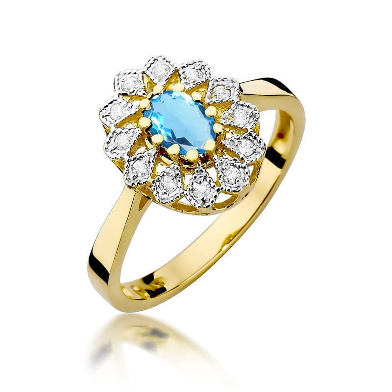 Inel Aur 14K cu Topaz Swiss 0.50 ct si Diamante Naturale 0.10 ct (Varianta: Alb)