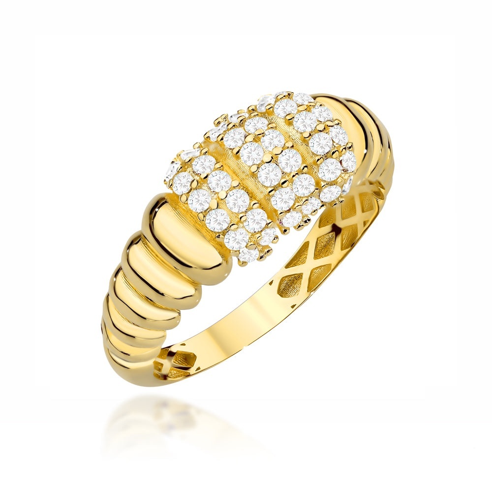 Inel Aur 14K cu Trei Rânduri de Zirconii (Greutate: 2.00, Măsură: 13)