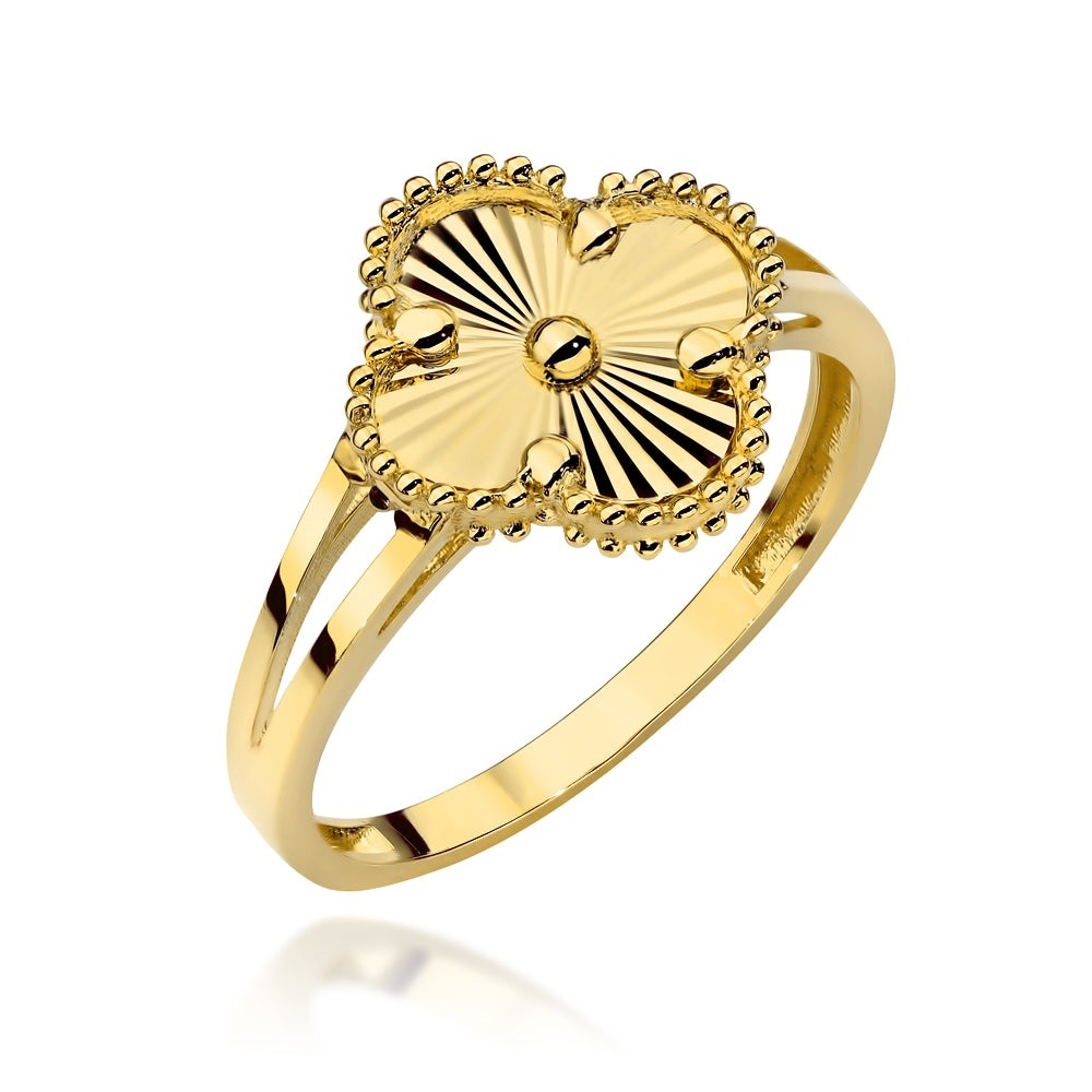 Inel Aur 14K cu Trifoi Diamantat și Design Rafinat (Greutate: 1.69, Măsură: 11)