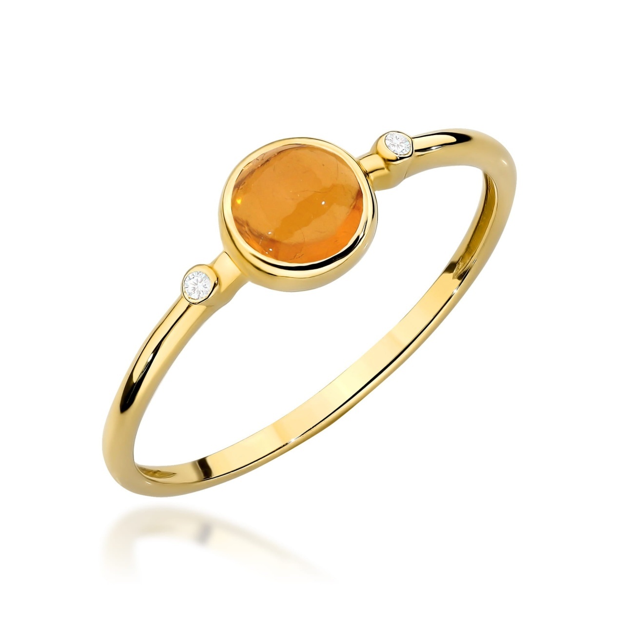Inel Aur 14K cu Yellow Tourmaline 0.60 ct si Diamante Naturale 0.01 ct (Varianta: Galben)
