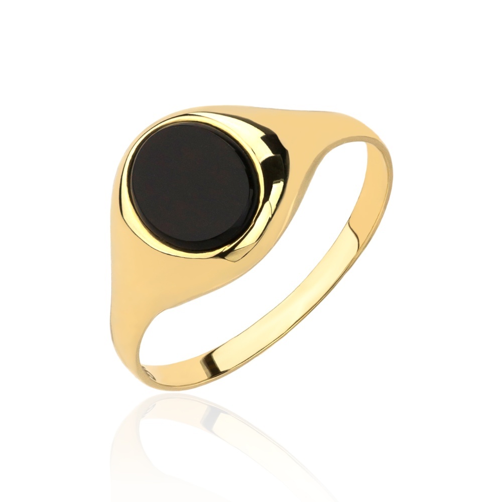 Inel Aur 14k cu Zircon Negru (Greutate: 1.69, Măsură: 12)