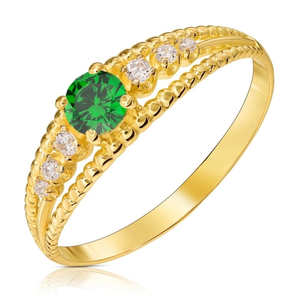 Inel Aur 8K cu Zirconiu Verde – Eleganță Atemporală (Măsură inel: 11)