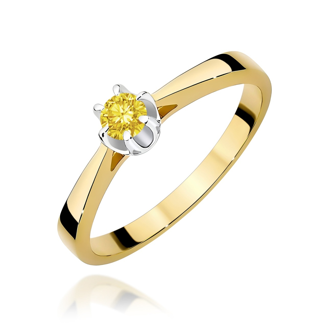 Inel Aur 9K cu Diamant de Laborator 0.12 ct (Varianta: Galben)
