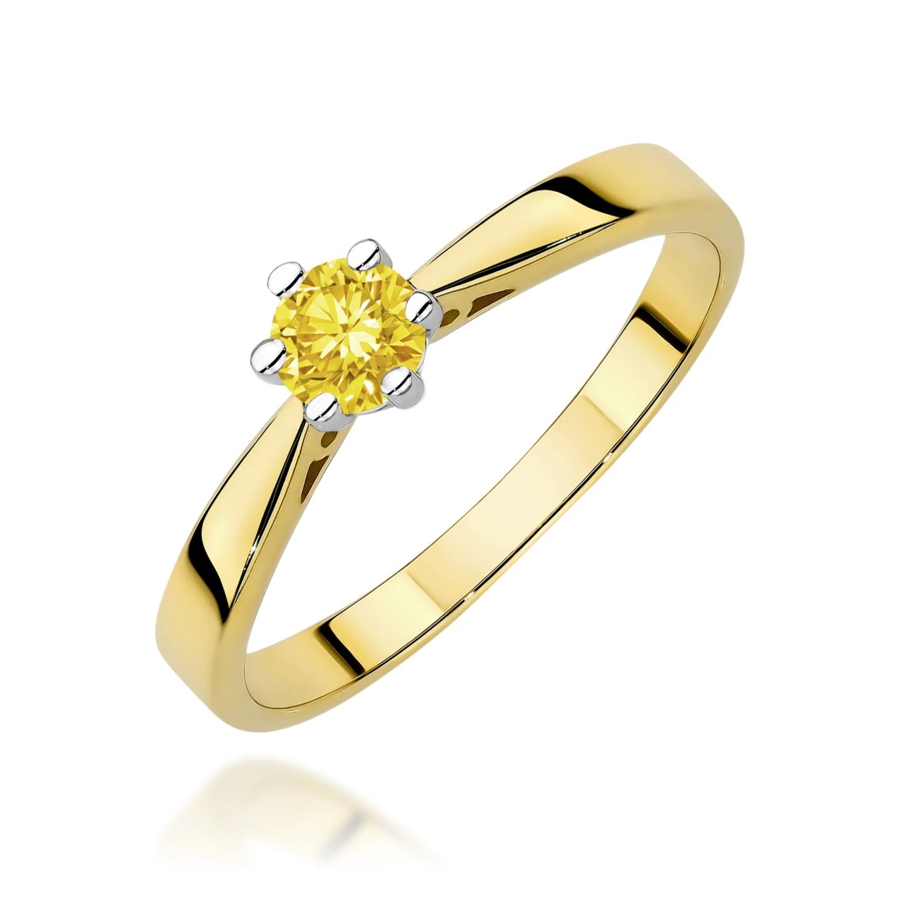 Inel Aur 9K cu Diamant Galben de Laborator 0.30 ct (Varianta: Galben)