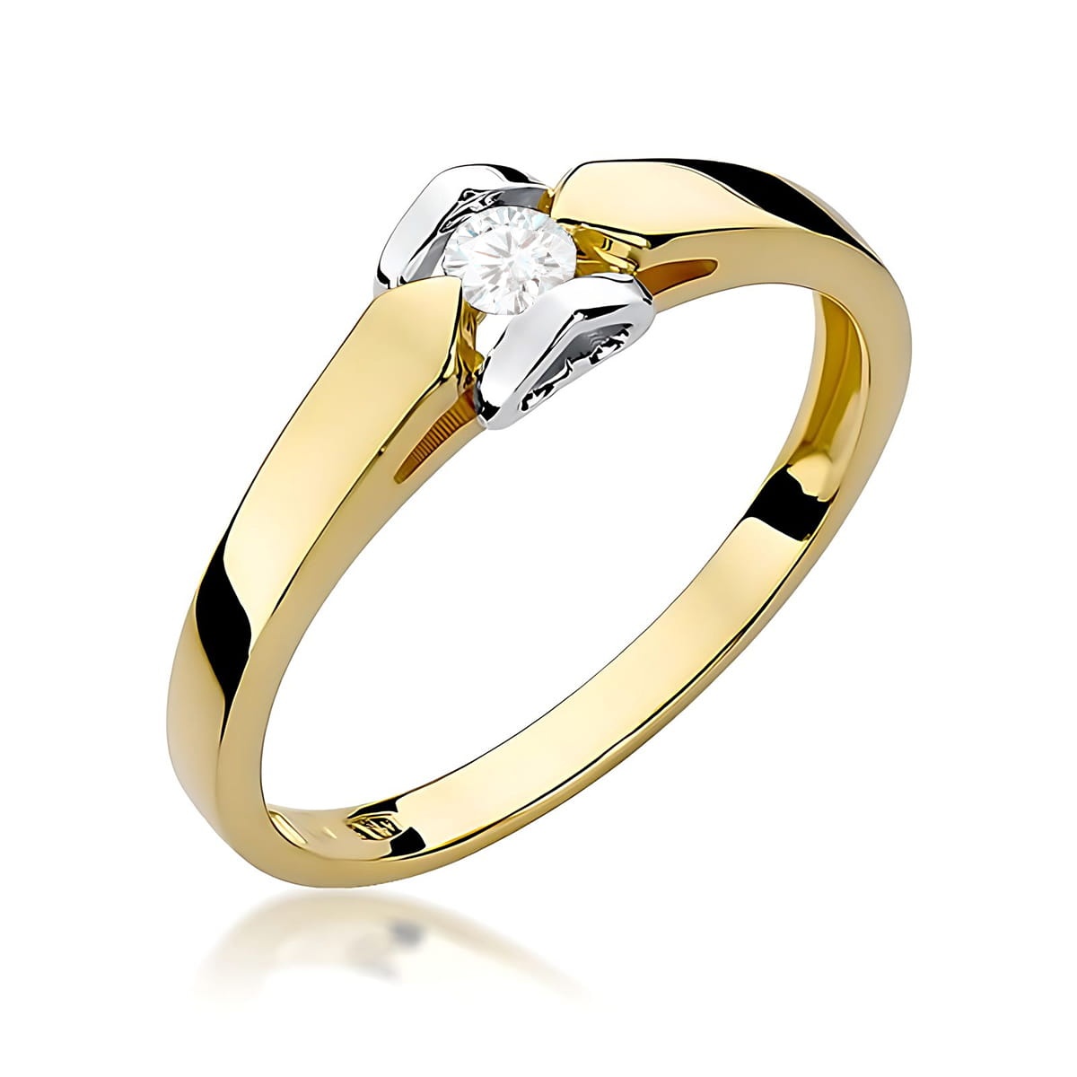 Inel Aur 9K cu Diamant Natural 0.04 ct (Varianta: Galben)
