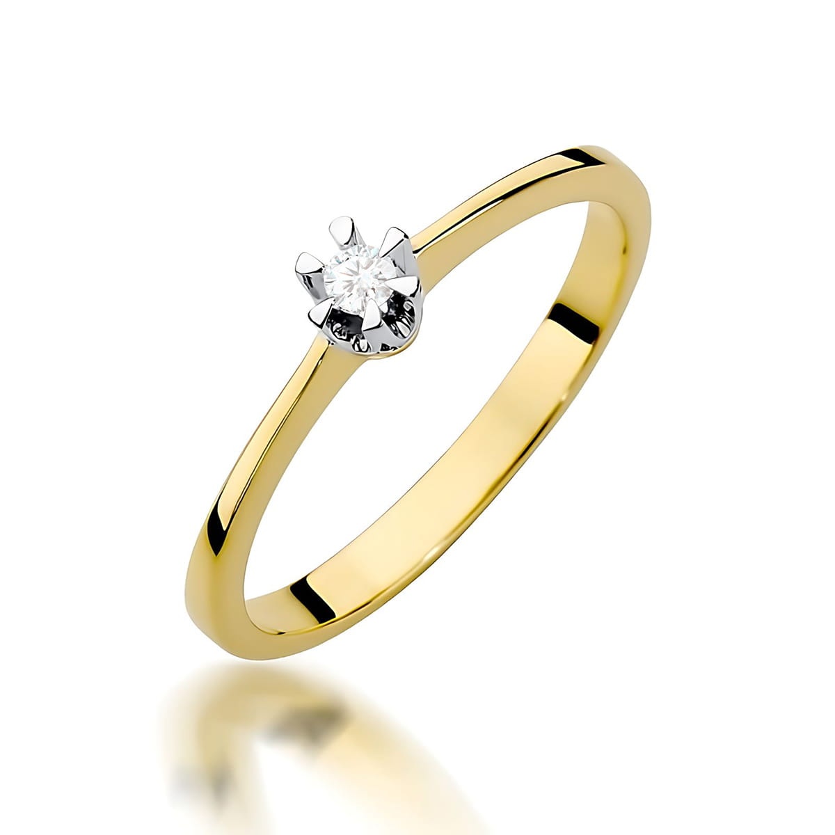 Inel Aur 9K cu Diamant Natural 0.04 ct (Varianta: Galben)