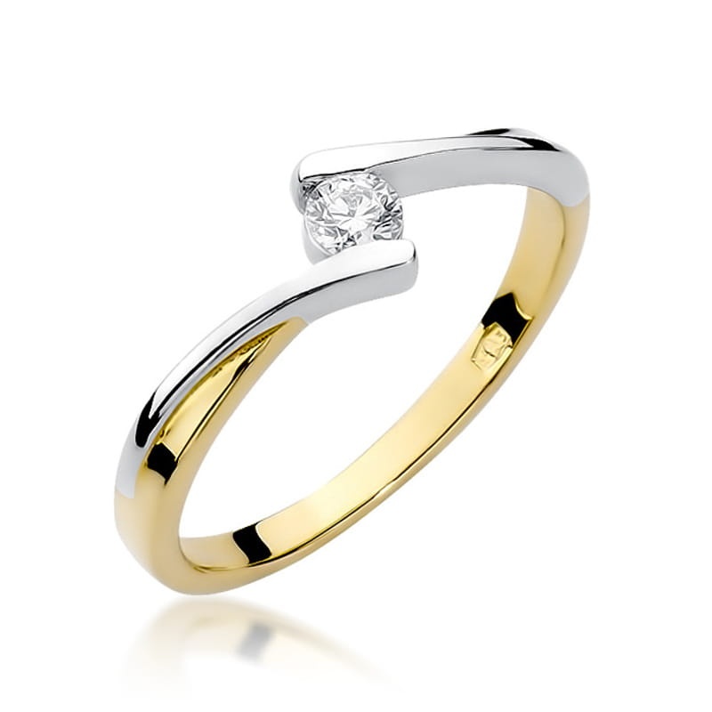 Inel Aur 9K cu Diamant Natural 0.10 ct (Varianta: Galben)