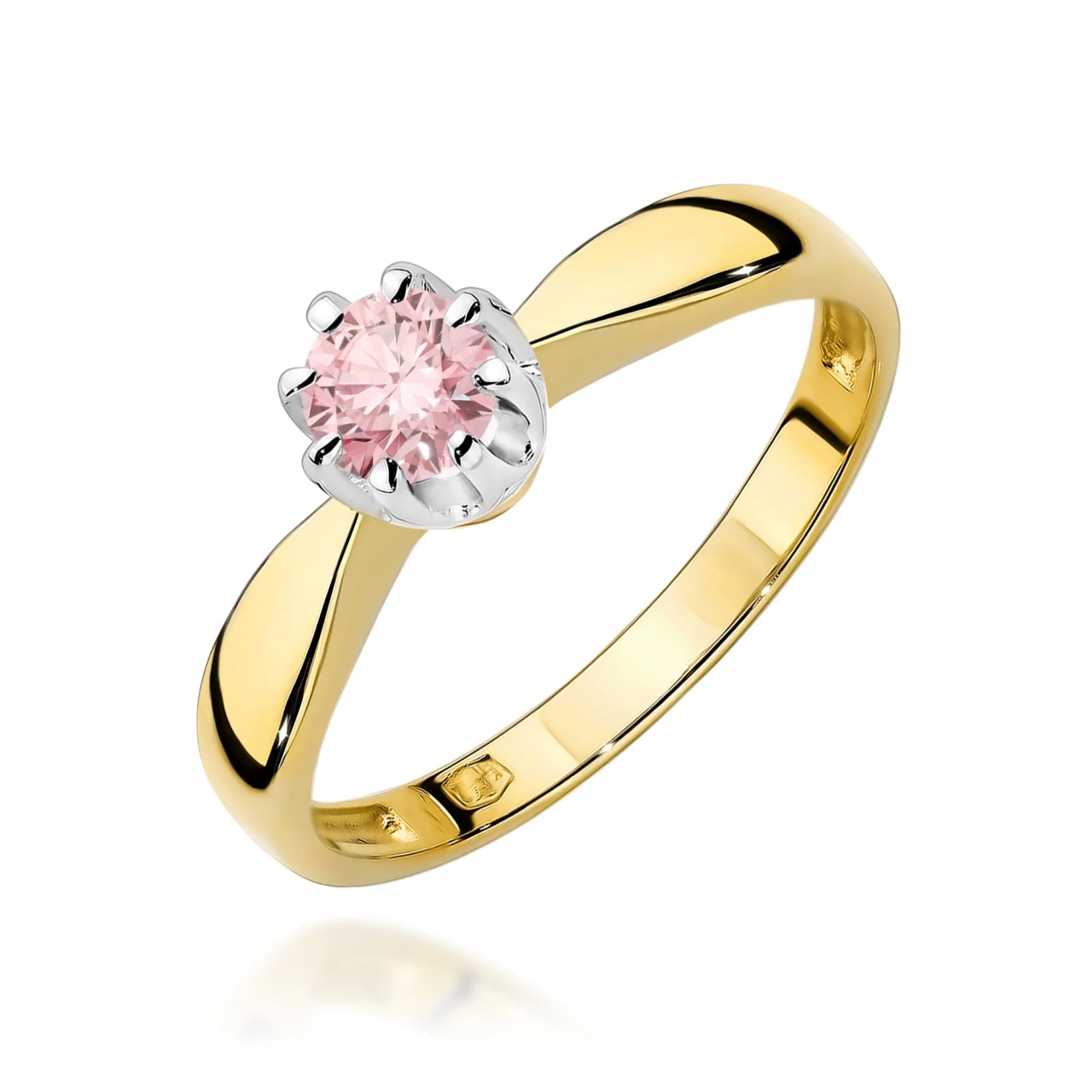 Inel Aur 9K cu Diamant Roz de Laborator 0.30 ct (Varianta: Alb)