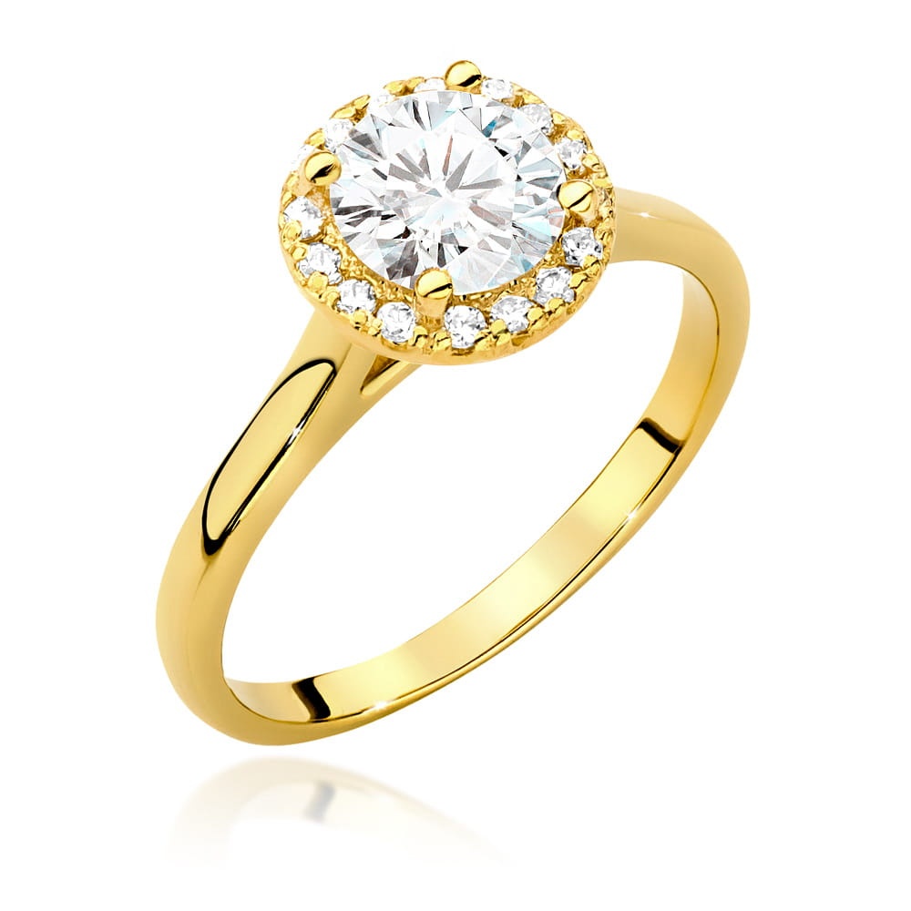 Inel Aur 9K cu Diamante de Laborator 1.14 ct (Varianta: Galben)