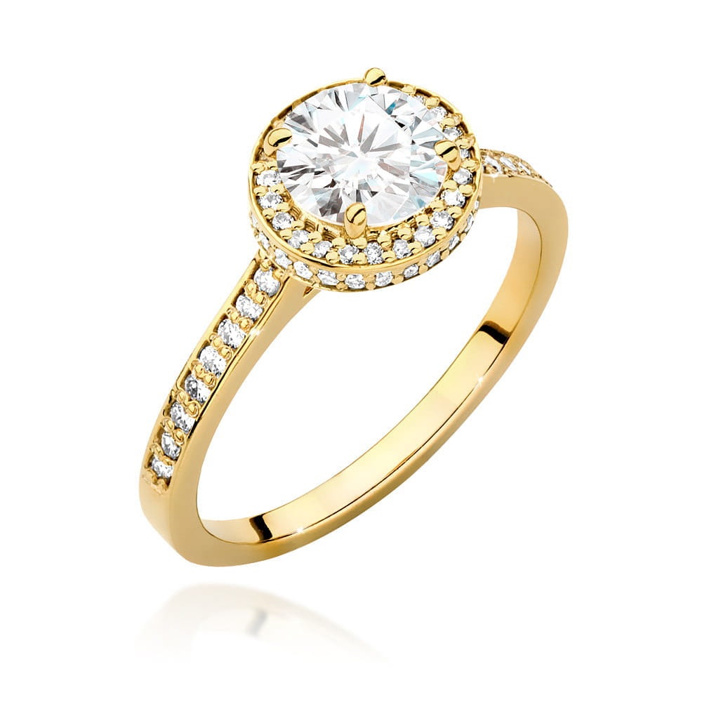 Inel Aur 9K cu Diamante de Laborator 1.38 ct (Varianta: Galben)