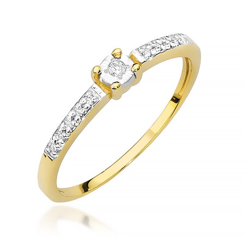 Inel Aur 9K cu Diamante Naturale 0.07 ct (Varianta: Galben)