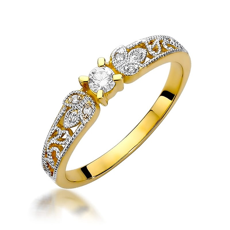 Inel Aur 9K cu Diamante Naturale 0.13 ct (Varianta: Galben)
