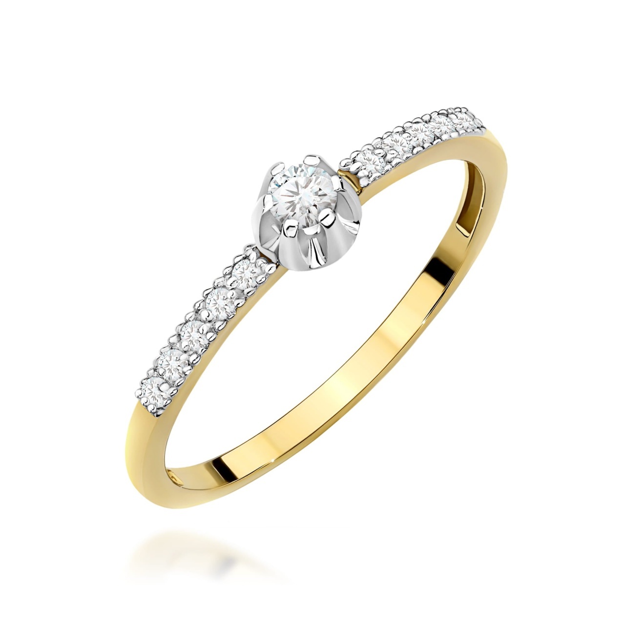 Inel Aur 9K cu Diamante Naturale 0.17 ct (Varianta: Galben)