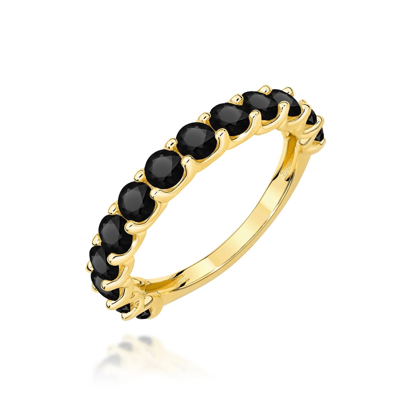 Inel Aur 9K cu Diamante Naturale Negre 1.56 ct (Varianta: Galben)